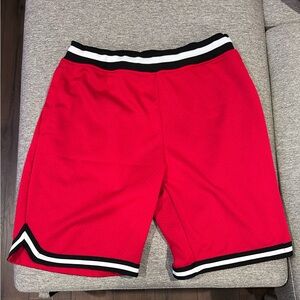 Vibrant Red Men's Athletic Shorts with Black Trim